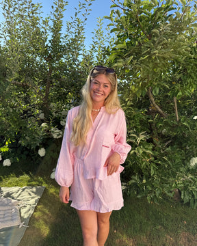 Musselin Bluse und Hose Set rosa