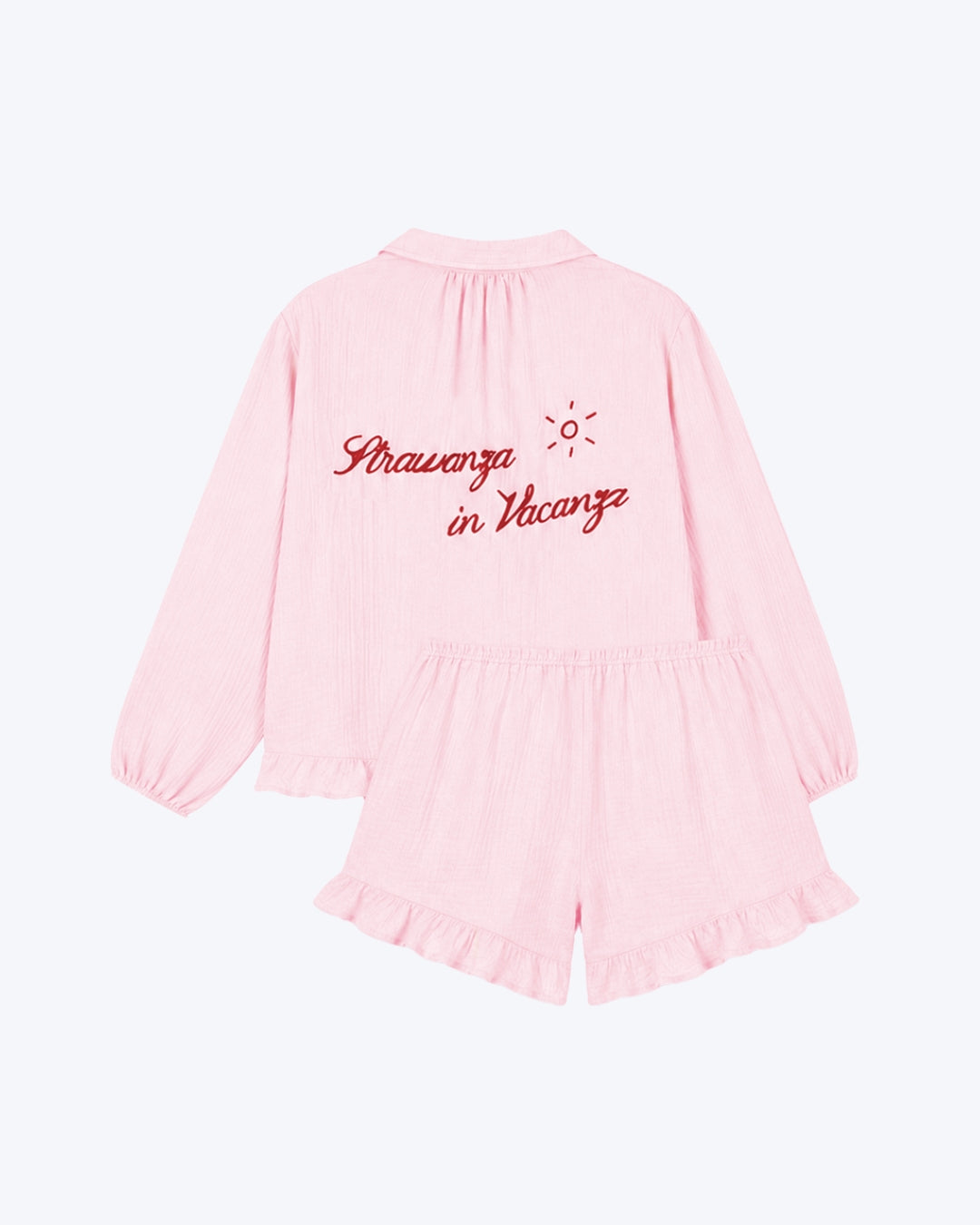 Musselin Bluse und Hose Set rosa
